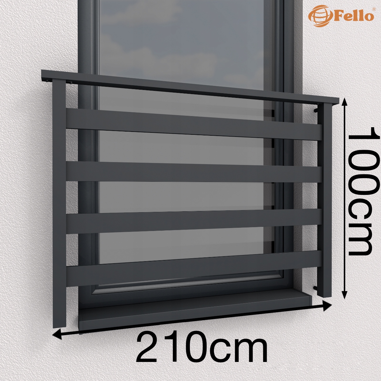 Balustrada francuska okienna aluminiowa 210cm 7016