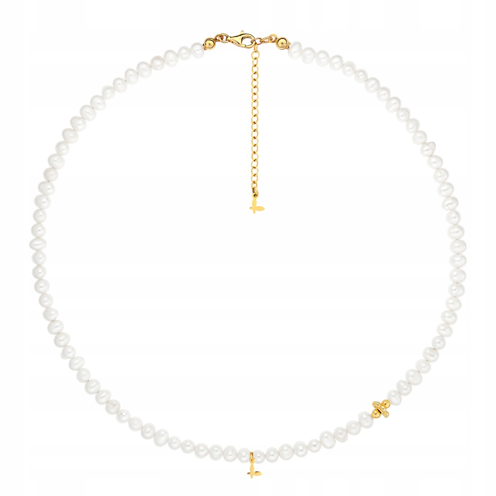 Naszyjnik Pozłacany z Pereł 5x6 mm I Regulowany 47 cm Srebro 925 18K Sadva