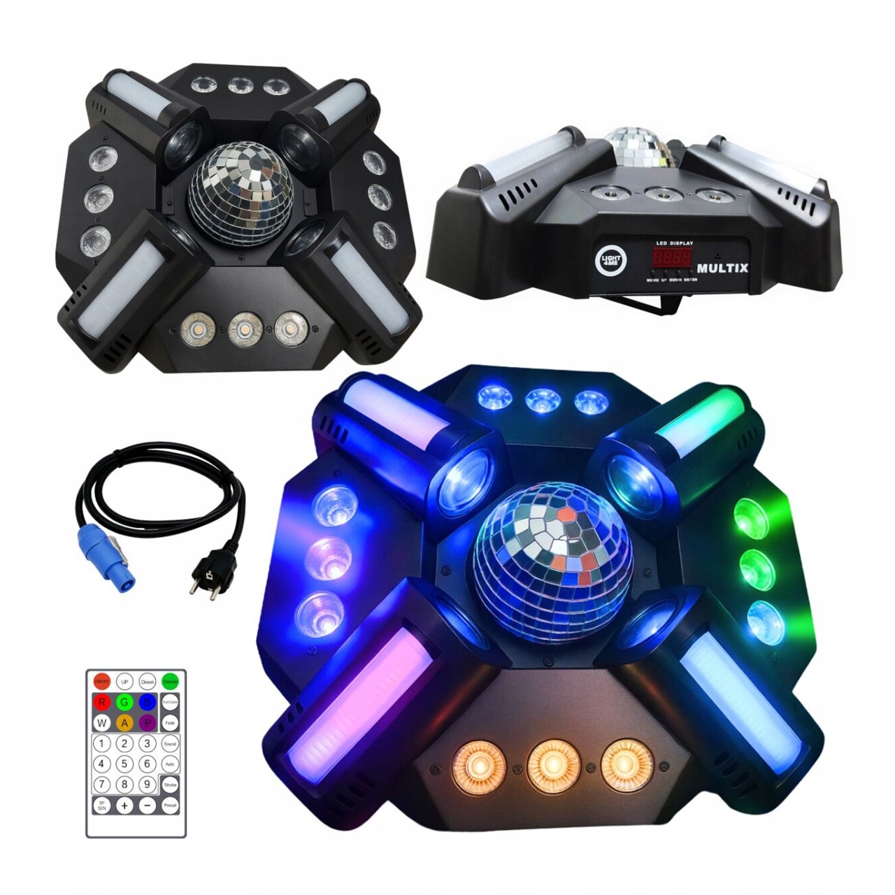 Światła Dyskotekowe Kula Disco Multiefekt Świetlny Led 3w1 Pilot DMX