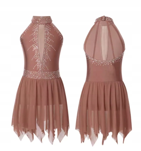 Strój Do Latino Sukienka Body Sukienka Tutu Do Tańca Mokka 146 Nr 2277