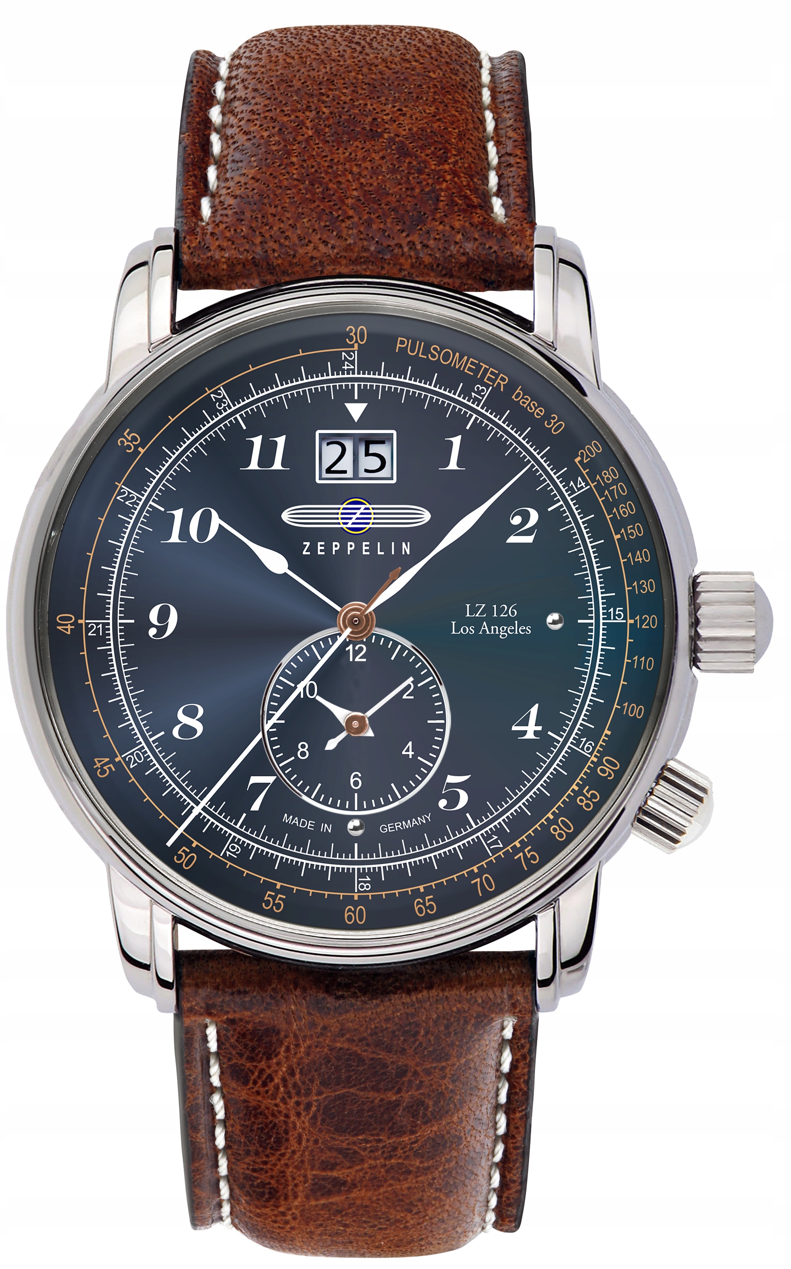 Nové Originální Pánské hodinky Zeppelin 8644-3 stříbrné, řemínek, datum