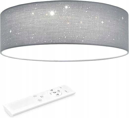 stropní svítidlo Led 22W kulatá Ø 40 cm světle šedá s dálkovým ovládáním Vzor hvězdy