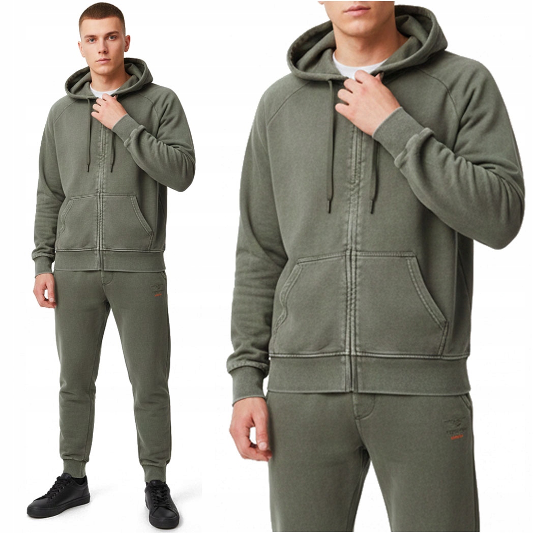 Teplákovka pánský bavlněný Komplet Mikina Kalhoty Hladký khaki pas M