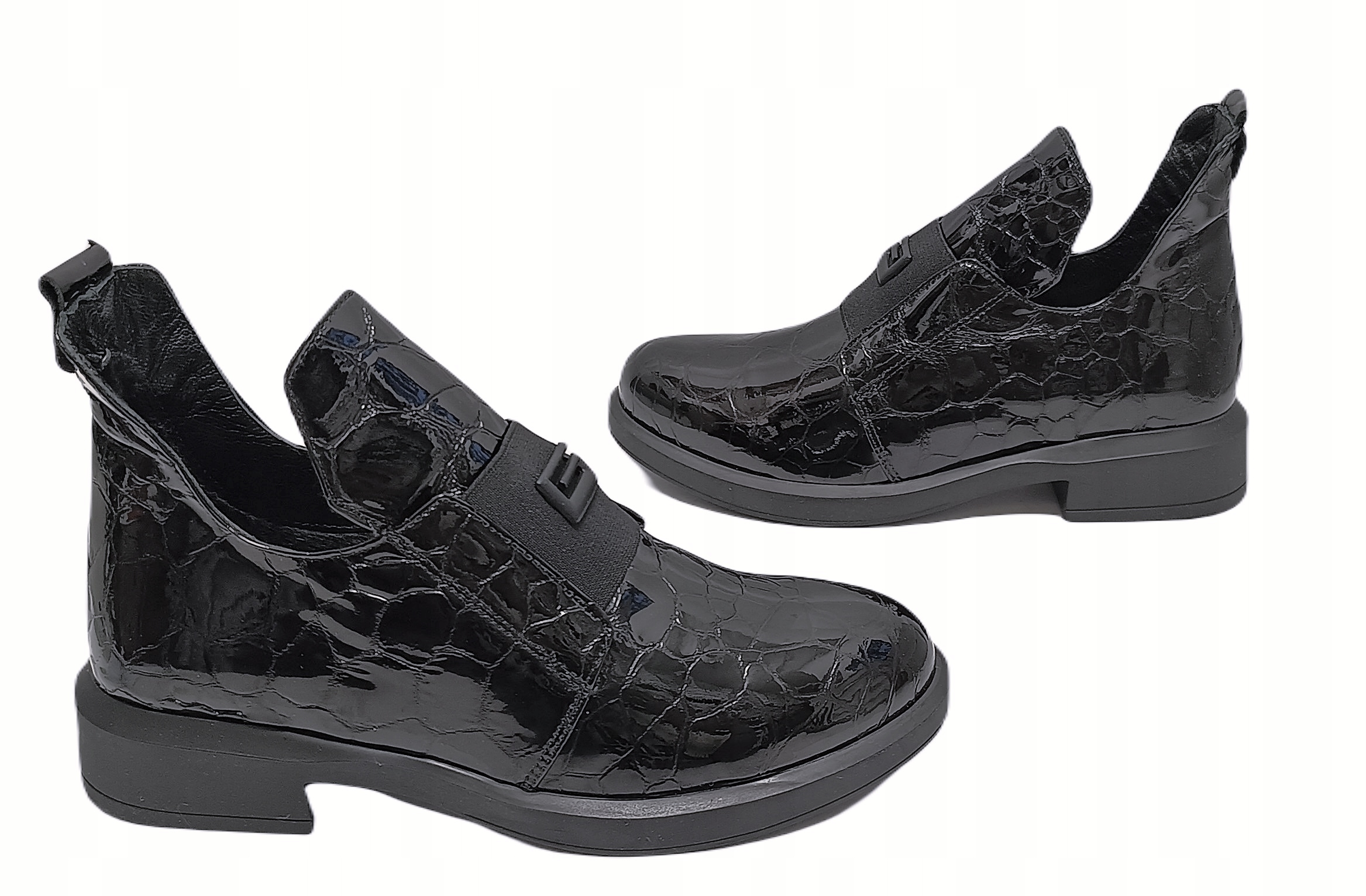 Kotníkové Boty lak croco Boccato 230.3029 S.a Černý r39