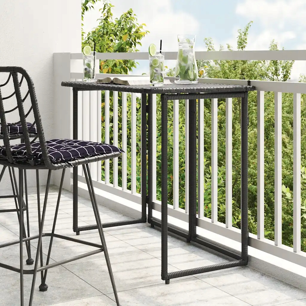 vidaXL Skládací zahradní stůl černý 90x51x75 cm Poly ratan