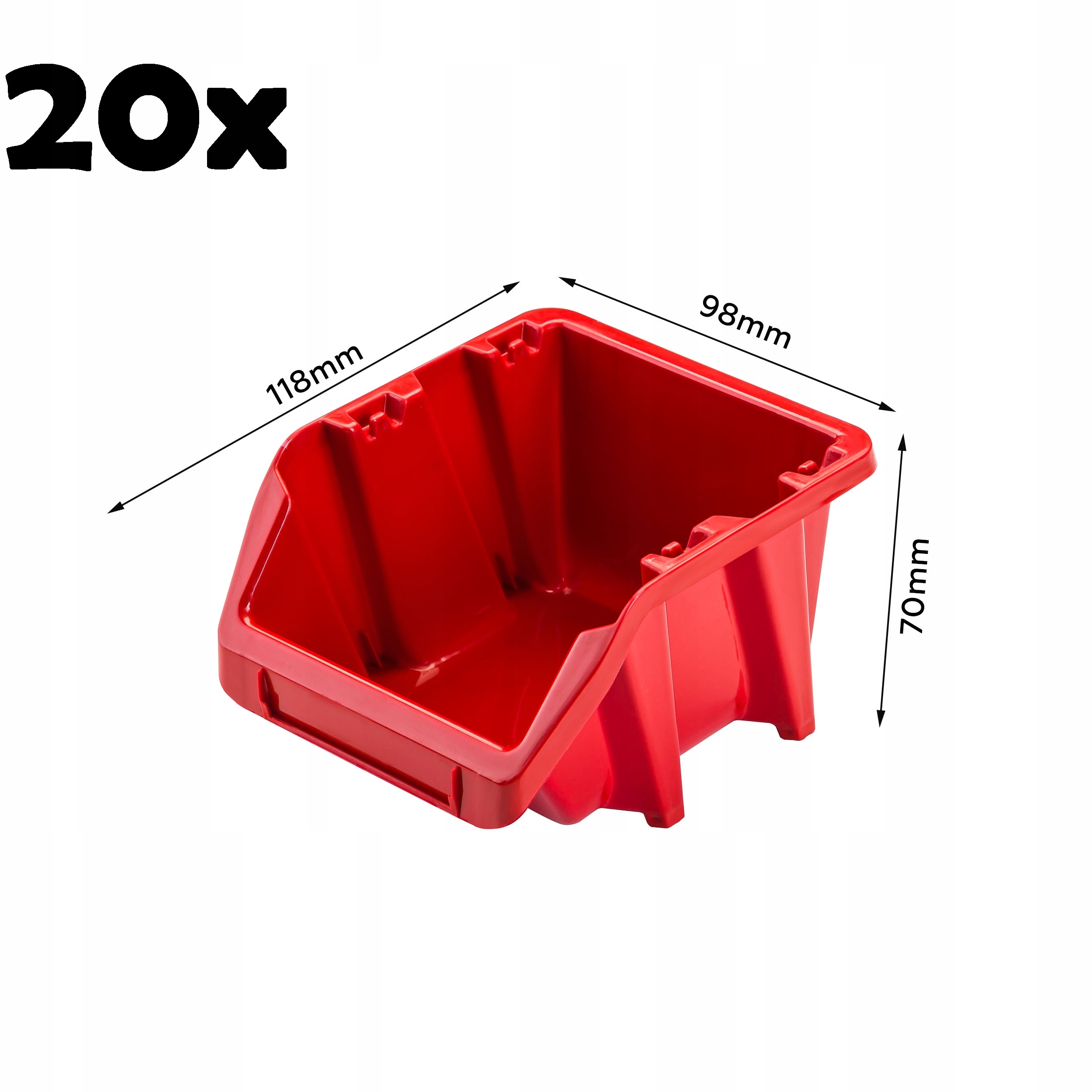 

20 Pojemników magazynowych 98x118x70 mm warsztat