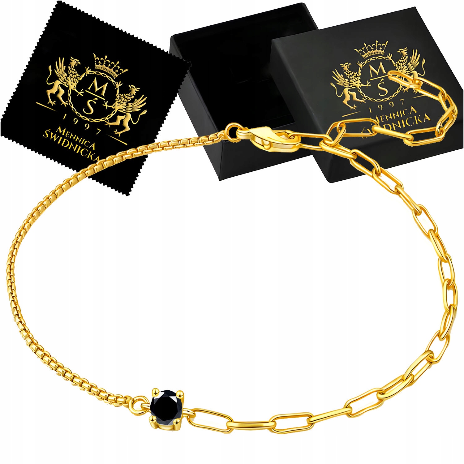 Elegantní náramek na kotník Stříbro 925 s černým zirkonem pro ženy