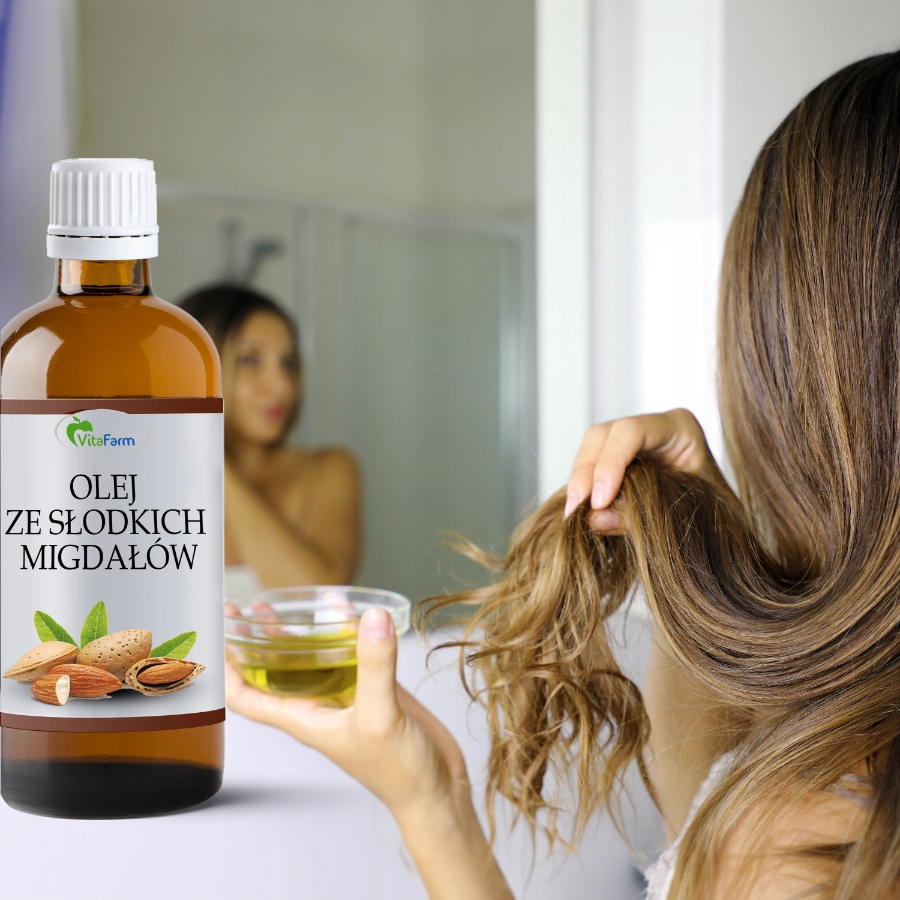 NATURALNY OLEJ ZE SŁODKICH MIGDAŁÓW 1 Litr Marka Vitafarm
