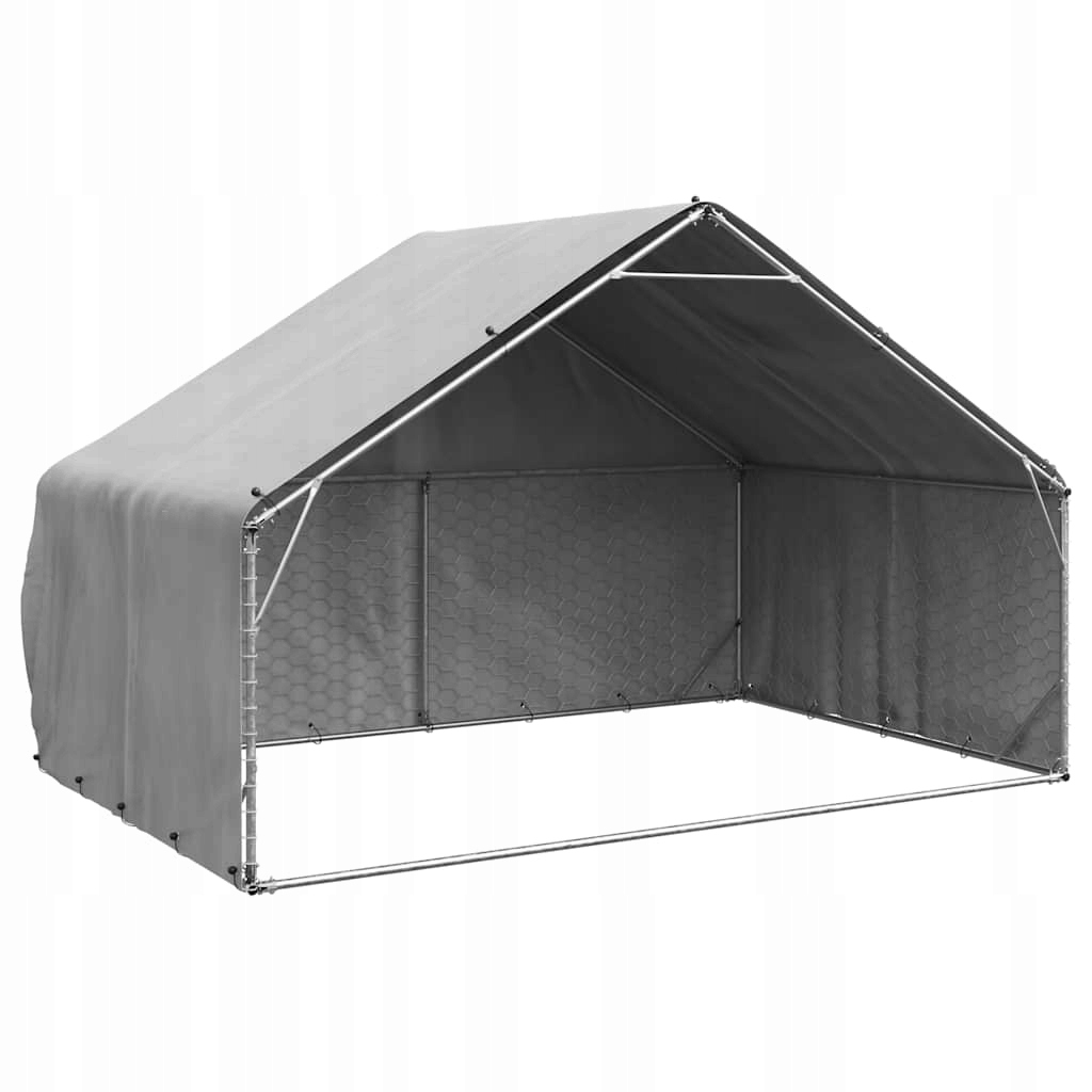 Levně Fionshop 262974058 Venkovní psí kotec s krytem 3x2x1,9 m pozinkovaná ocel