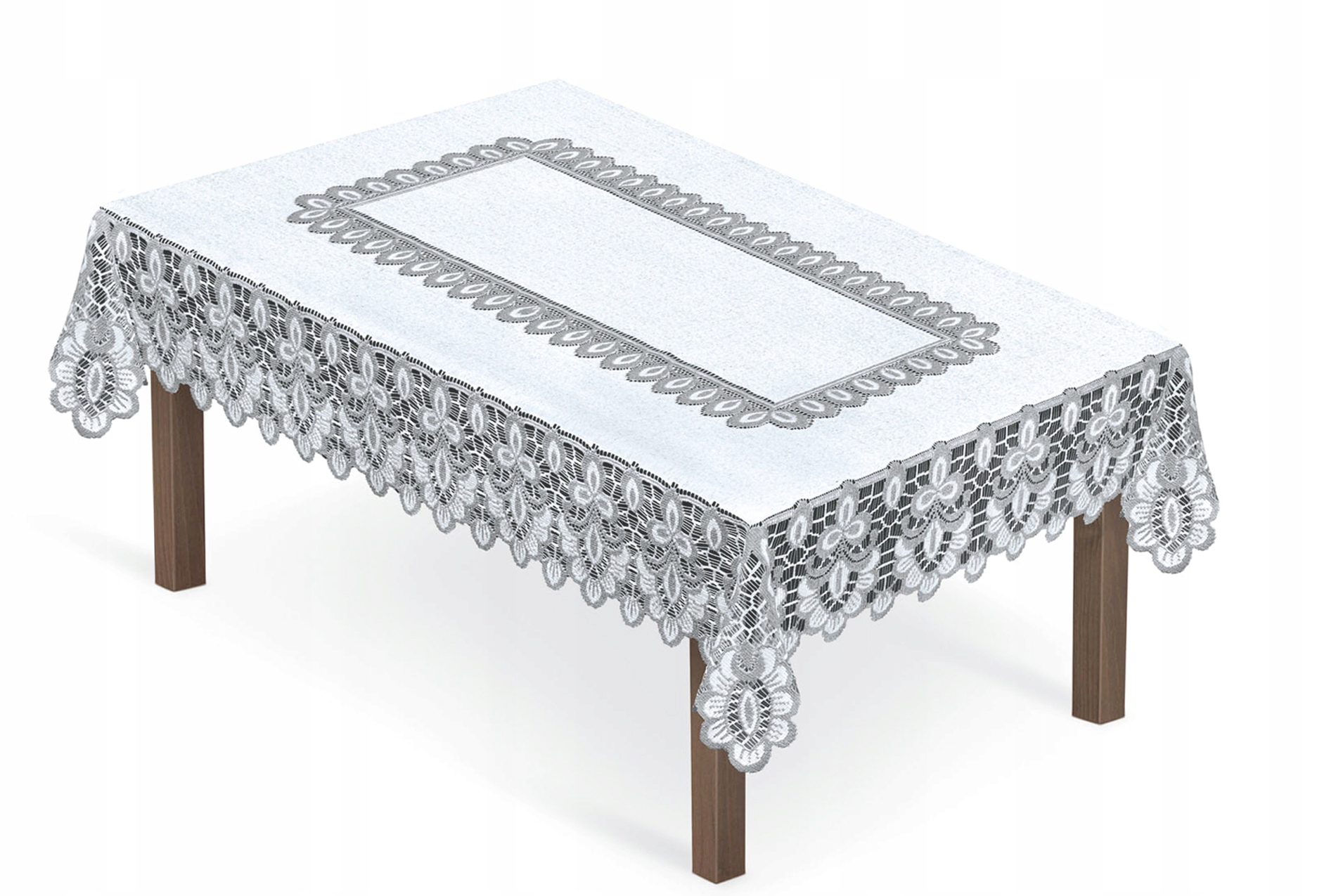 Obrus żakard koronka wzór prostokąt 180 x 130 cm Typ obrus