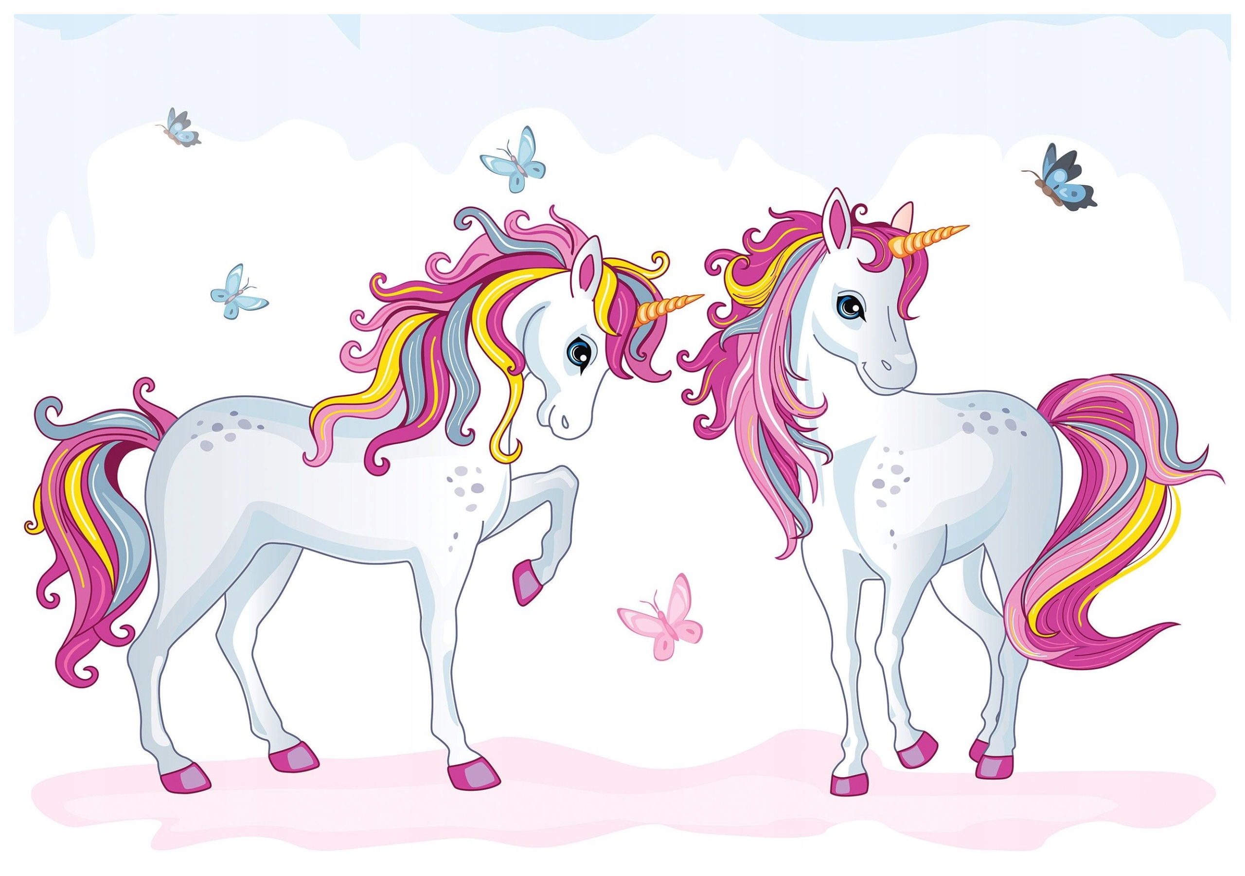 Vliesová fototapeta Jednorožce a motýle do detskej izby 368x254 lepidlo