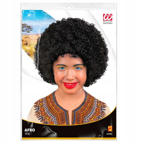 PERUKA AFRO AFRYKAŃSKA AFRYKA DZIECIĘCA CZARNA Marka Widmann