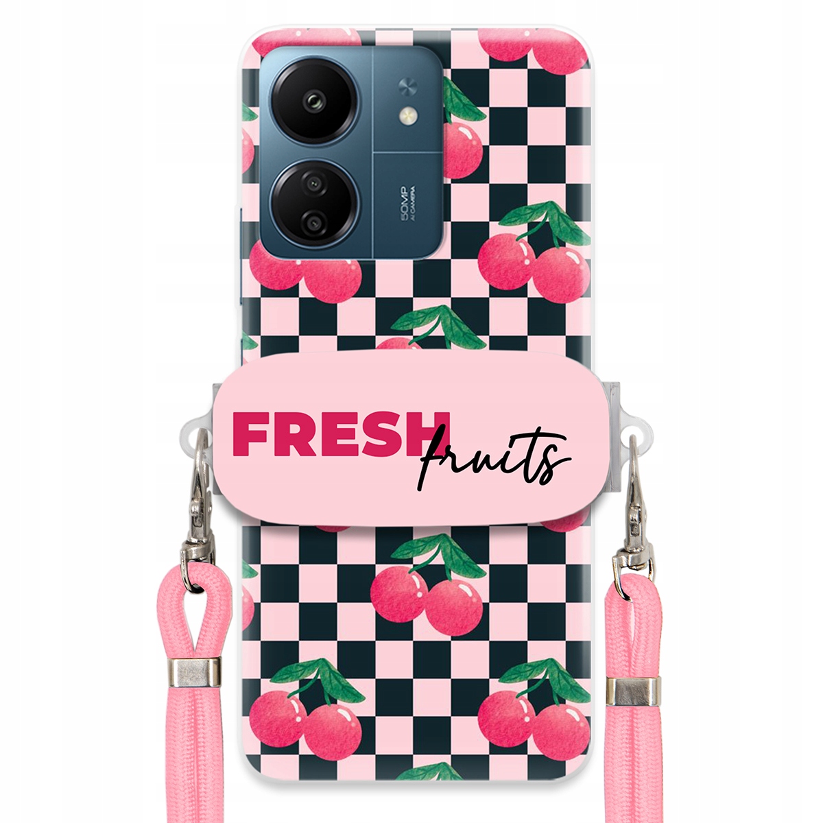 Puzdro pre Xiaomi Redmi 13C 4G Ružové vodítko funkčný držiak Fresh Fruits