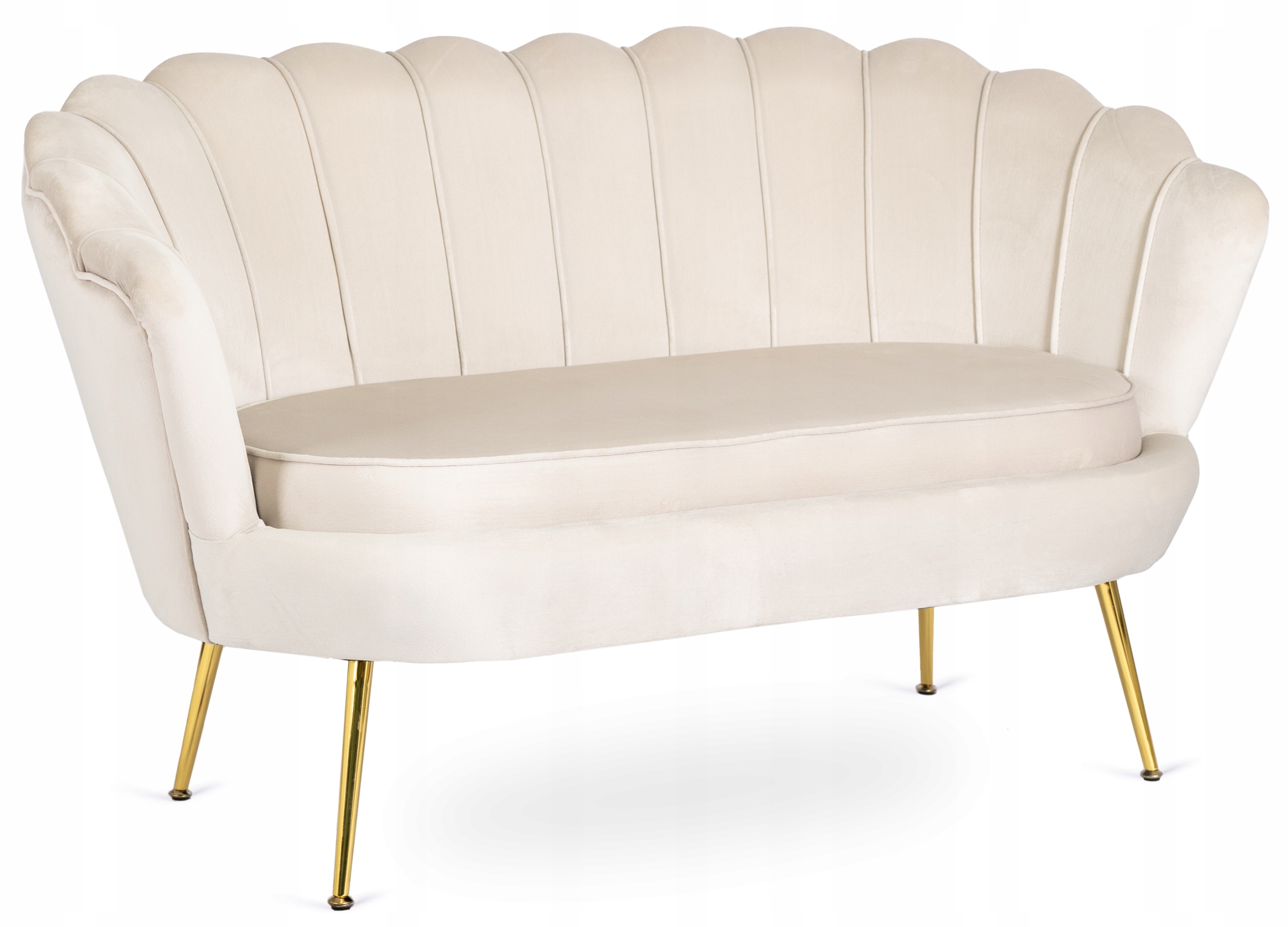 Dvoumístné odpočinkové křeslo Zendaya Muszelka Velur Krémová Glamour Zlatá