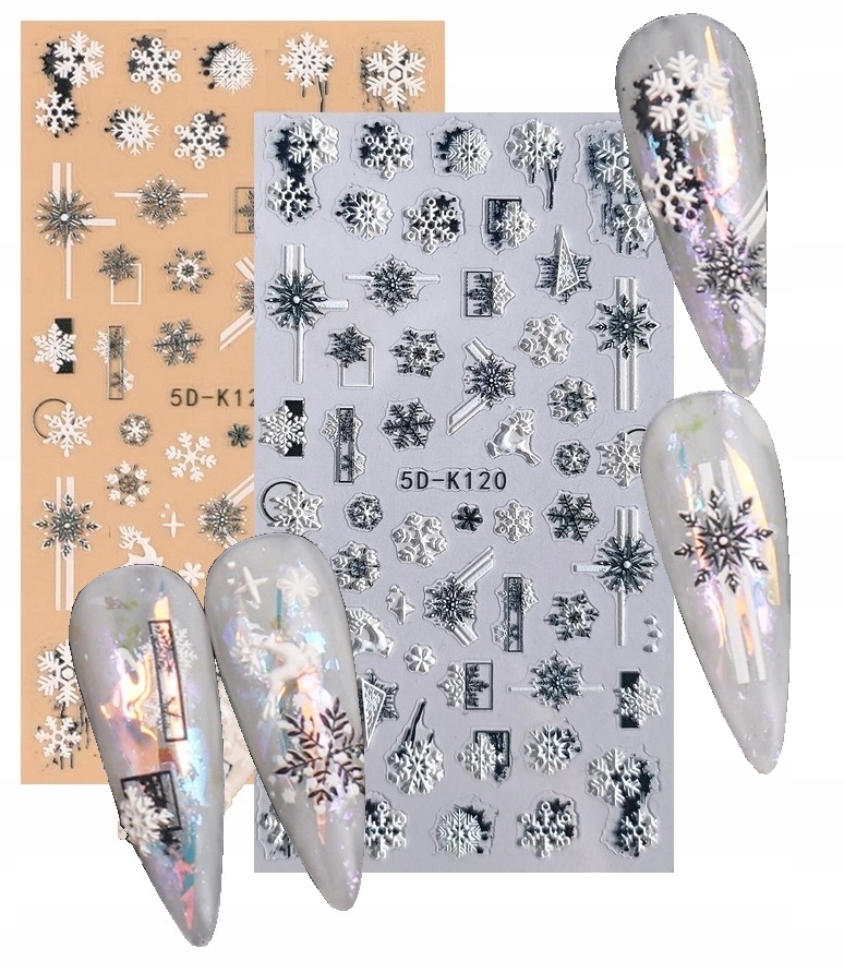 

Naklejki Na Paznokcie 3D świąteczne Śnieżynki E116