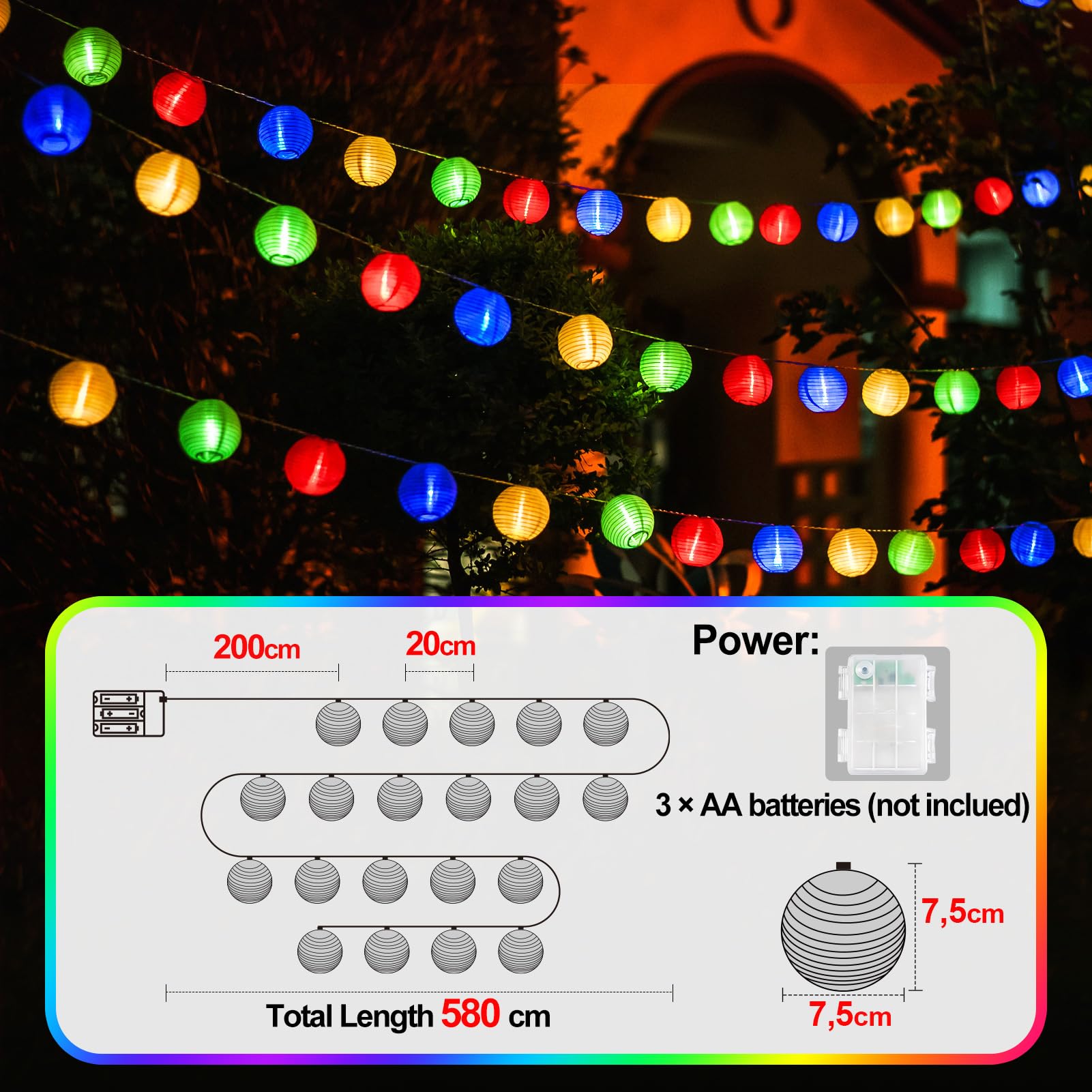 UPING Lampa LED 20szt Na Baterie Do Ogrodu Imprez Świąt Wesel 5m 8 Trybów — miniatura 2