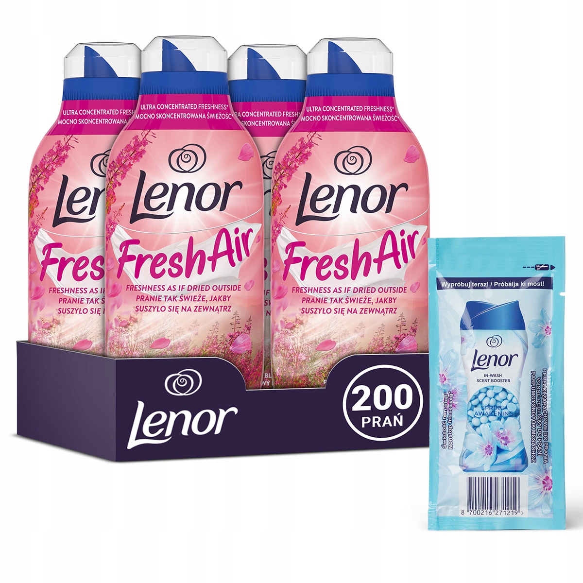 Lenor Fresh Air Pink Blossom płyn do płukania 200 prań, 4x700ml