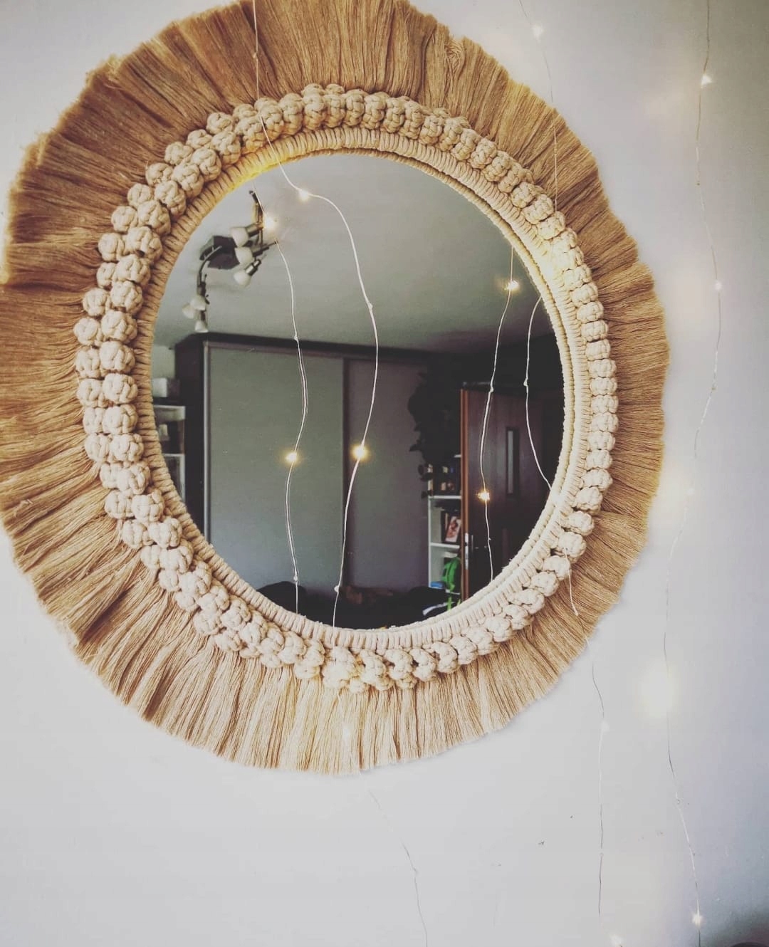 Zrcadlo makramé boho 40 cm