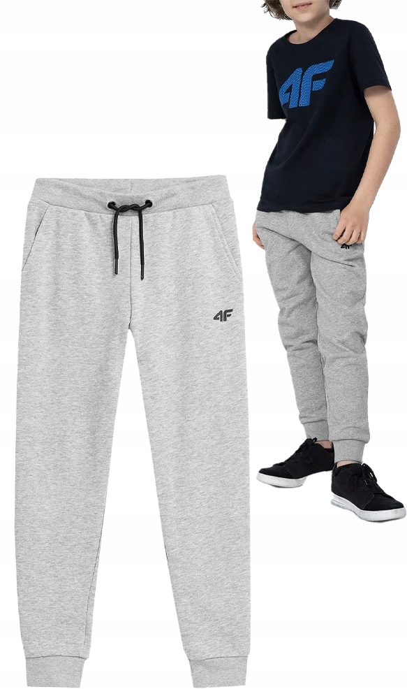 

4F Spodnie Dresowe Szare Dziecięce Joggery R-152