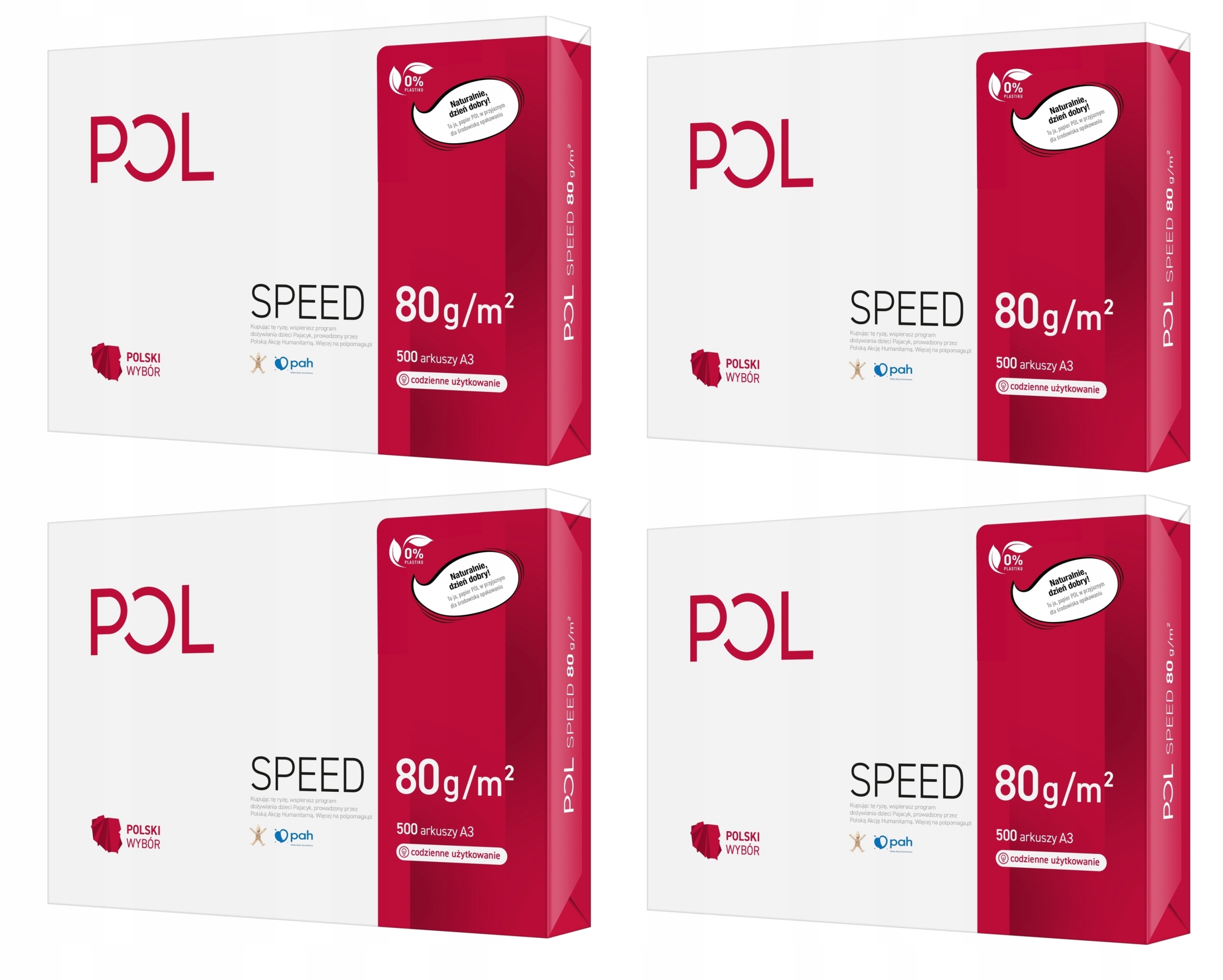 Papier biurowy ksero biały do drukarki uniwersalny xero Polspeed A3 80 4szt