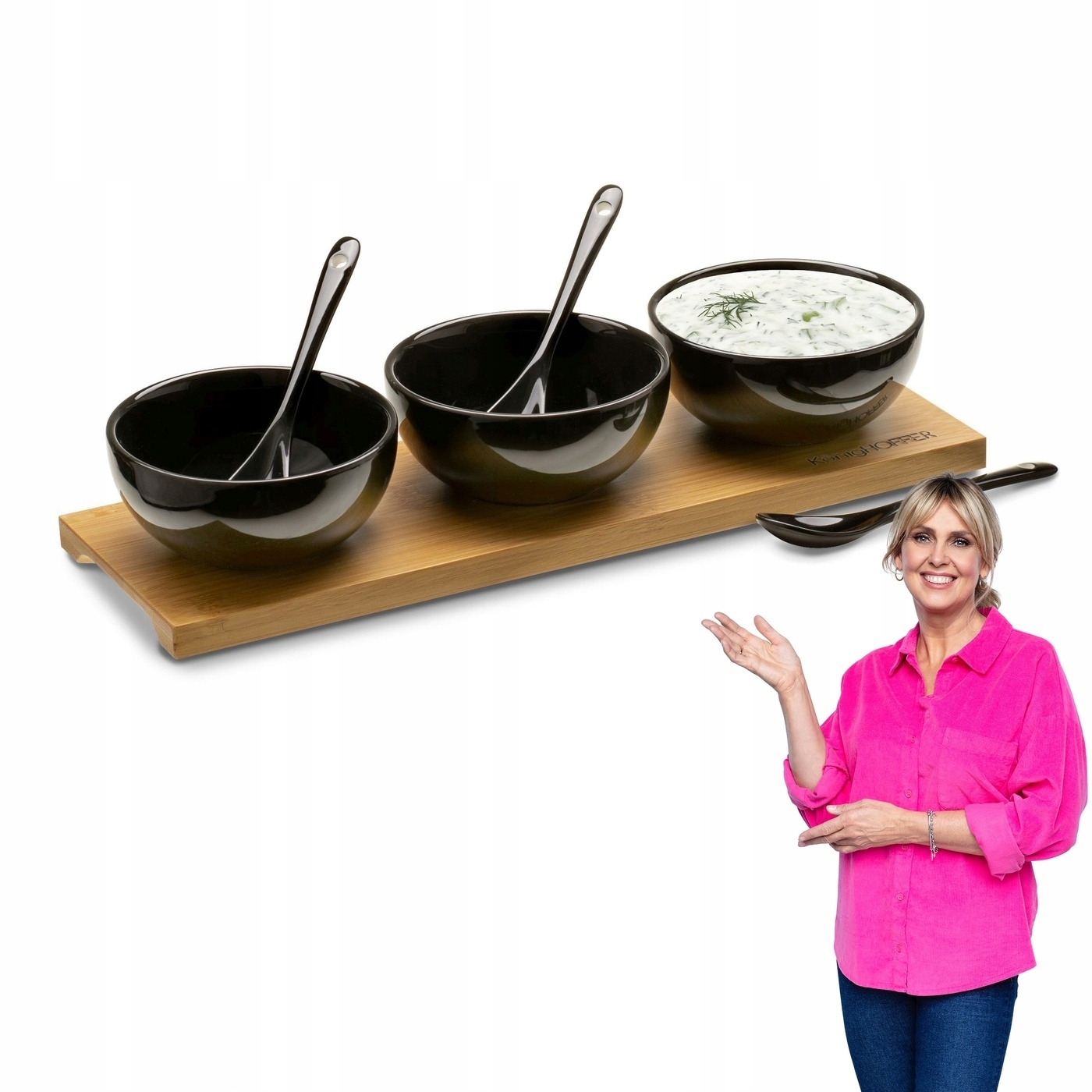 3 czarne MISECZKI DO DIPÓW SOSÓW +łyżeczki +deska