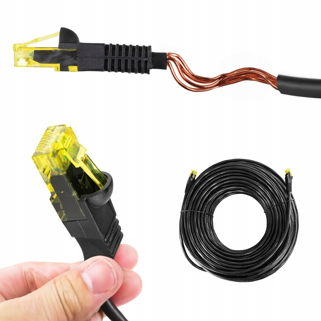 Kabel RJ45 CAT6 U/utp AWG24 černý měděný Pe 50 m