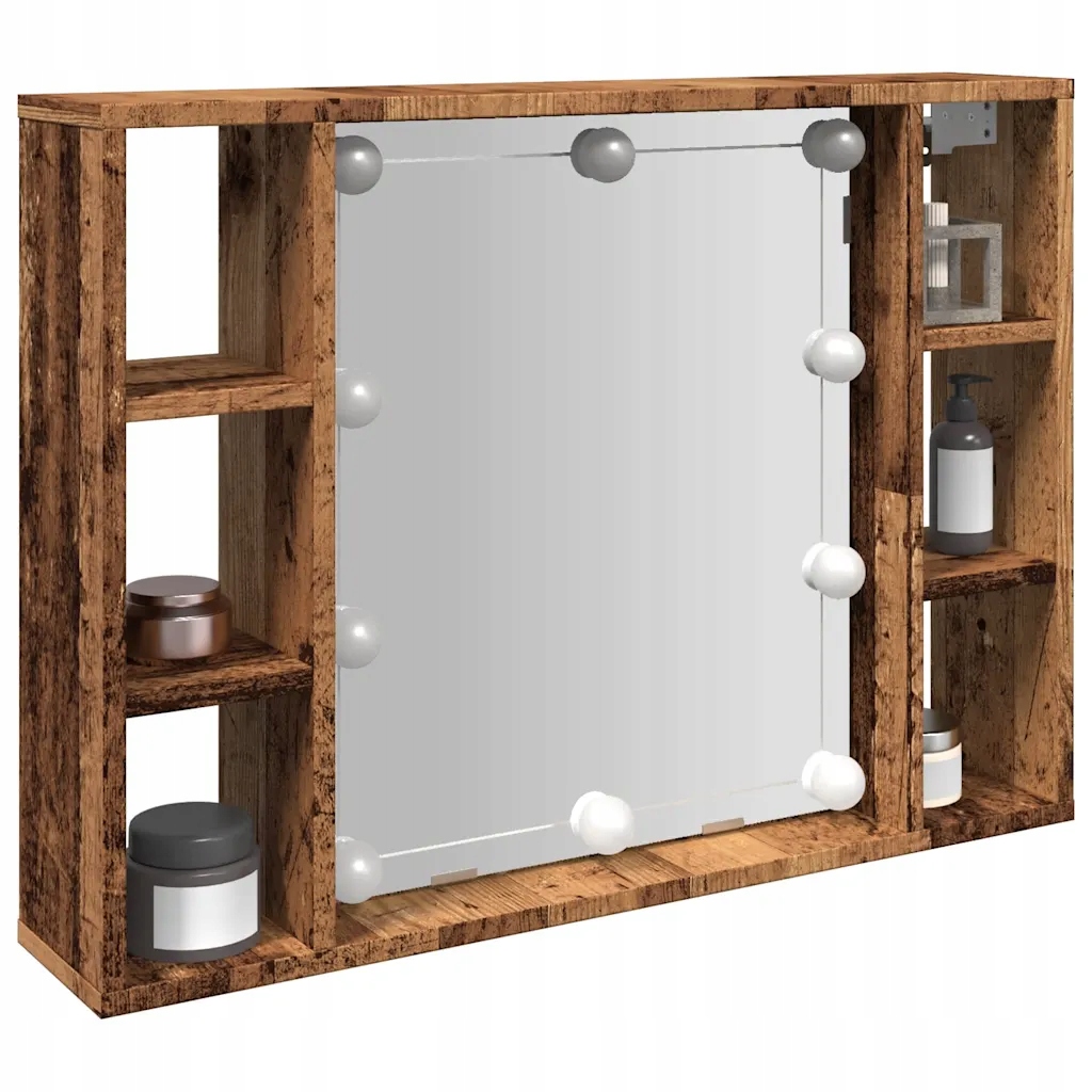 Zrcadlová skříňka s Led old wood 76x15x55 cm kompozitní dřevo Hnědá 857001
