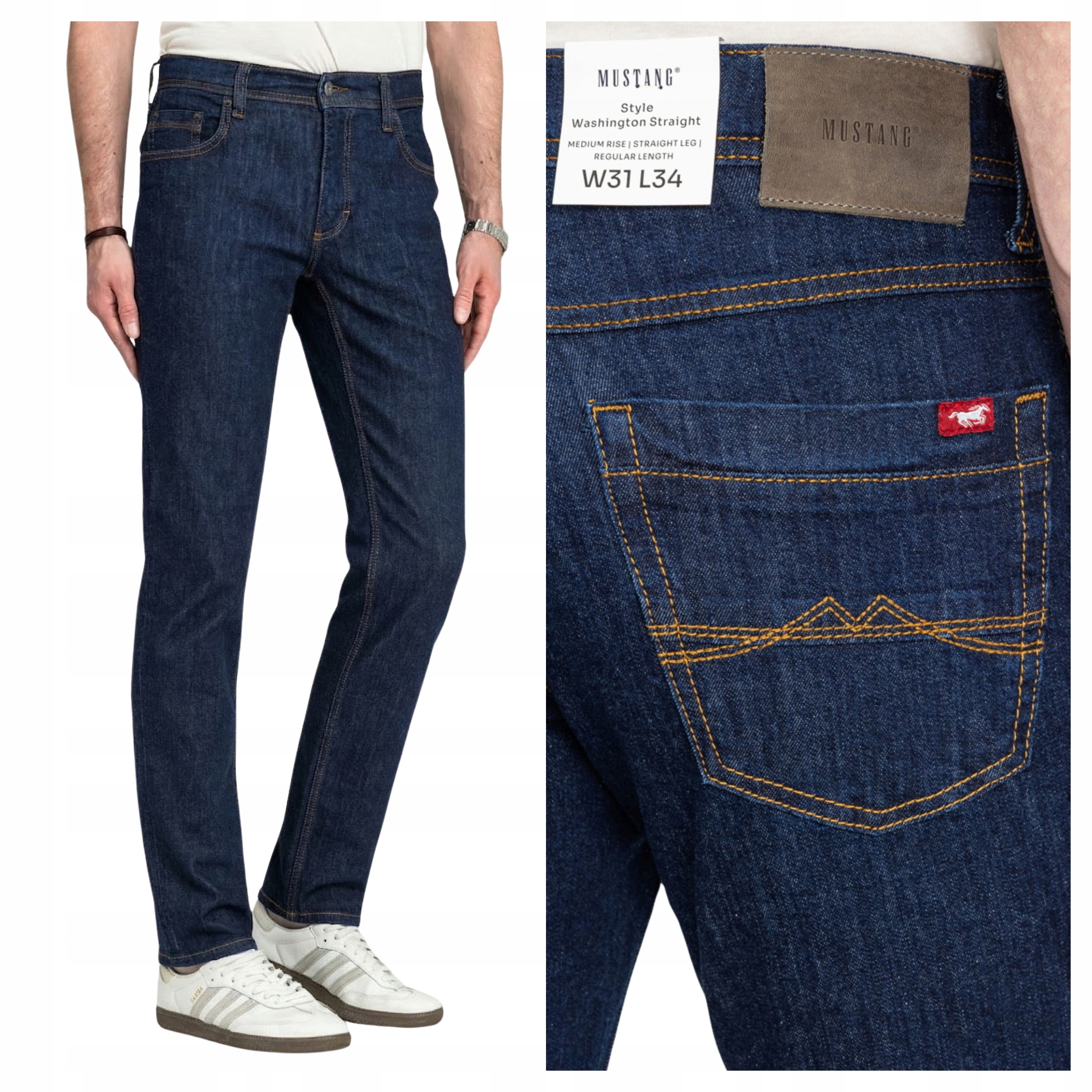 Pánské džínové kalhoty Mustang Washington Jednoduché modré Denim W38 L30
