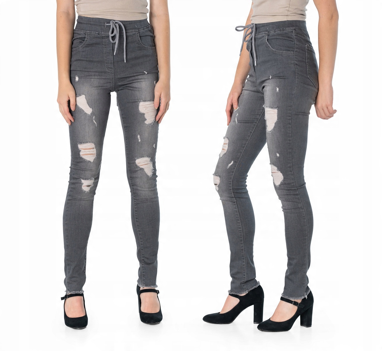 

Spodnie Jeans Rurki Damskie Wysoki Stan 9021B-2 36