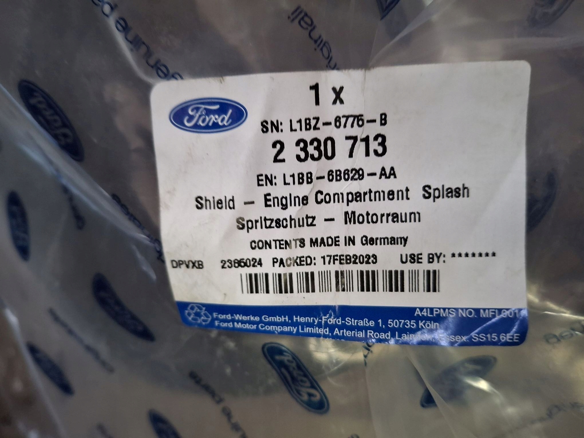 cover below engine cover FORD FIESTA MK8 2017R->