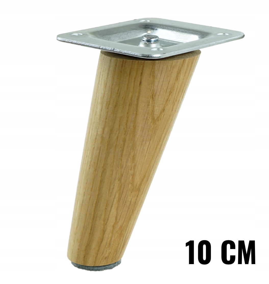 

1x Nóżka dębowa skośna lakierowana z blachą 10 cm