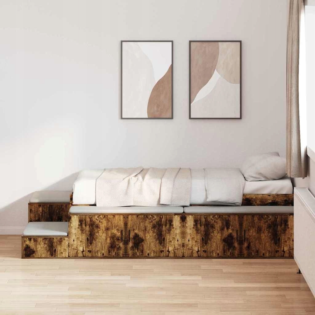 Postel s úložným prostorem Uzený dub 90 x 190 cm