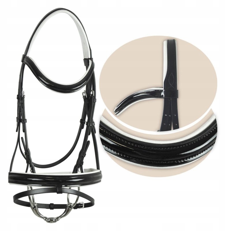 Šátek pro koně, ohlávka Alexis černá kožená černá, velikost Pony