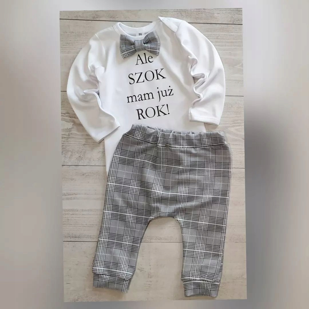 ALE SZOK Komplet na ROCZEK dla chłopca krata 80 Marka Inna marka