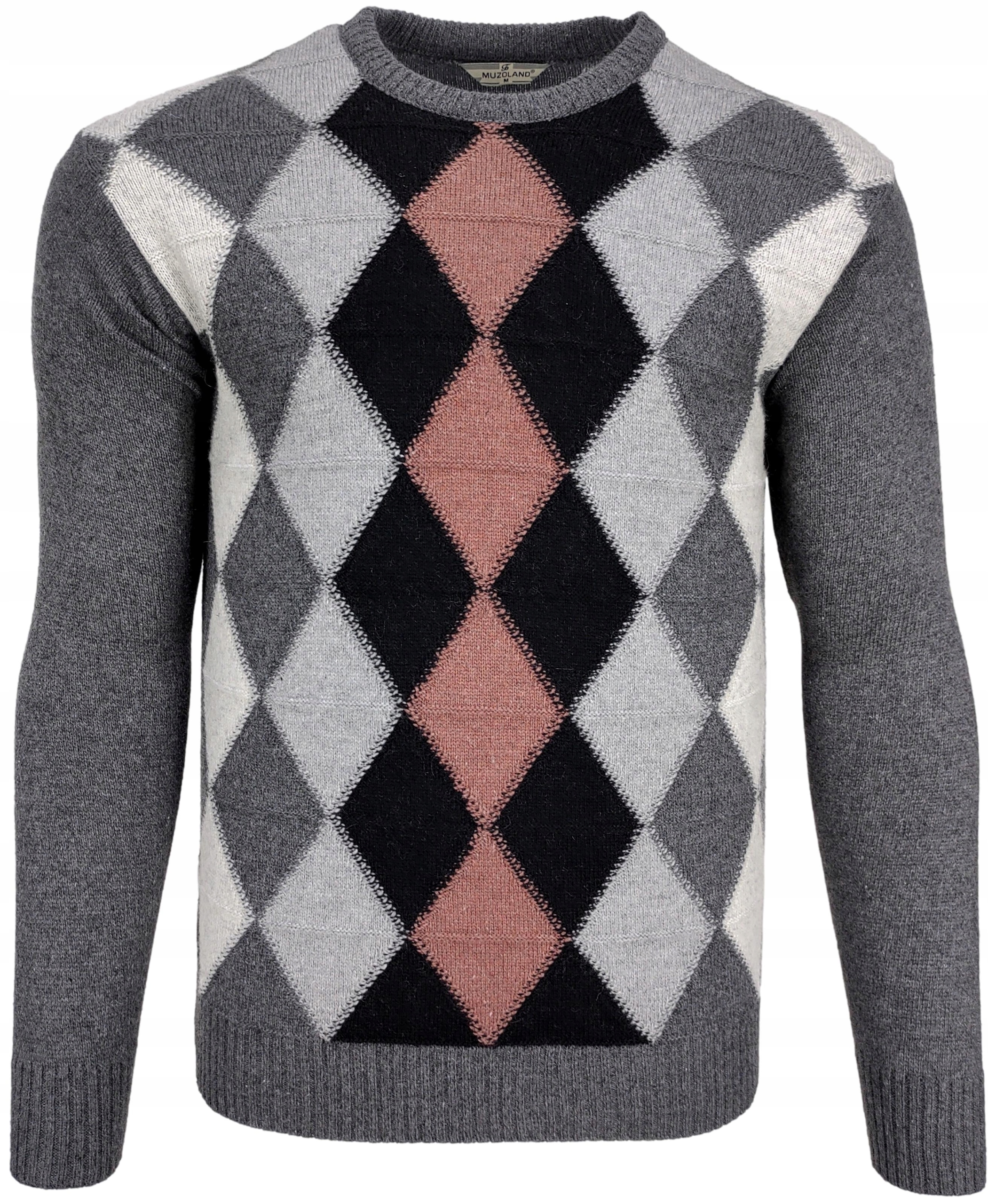 

Sweter męski wełniany w romby W292 ciepły r. M/L