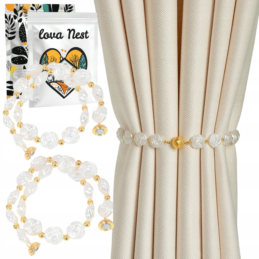 Upevnění Na Záclony Lova Nest Záclony Boho Korále Spony Magnet Růže v2 2ks