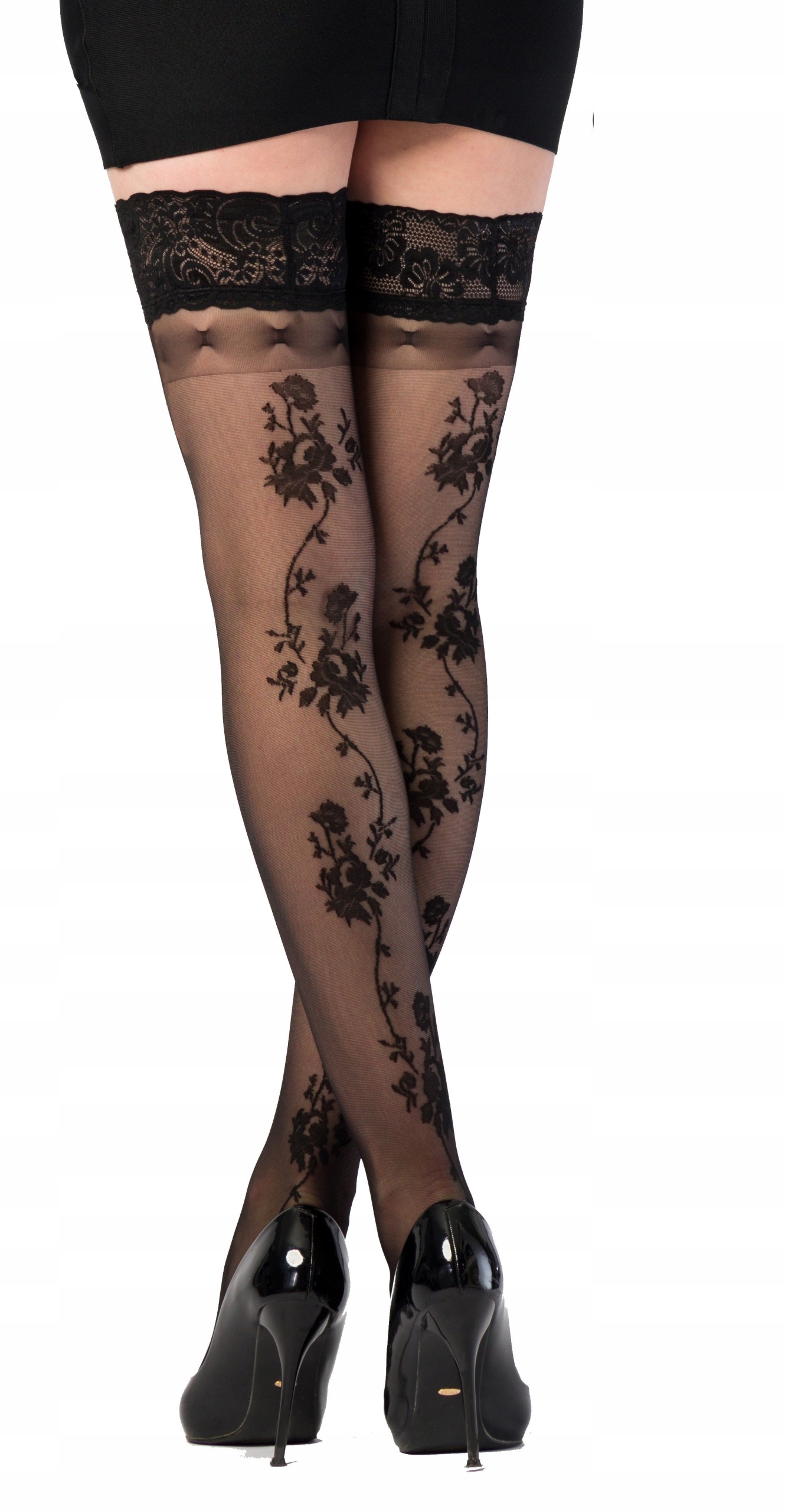 

pończochy samonośne sexowne ze wzorem koronka 1/2