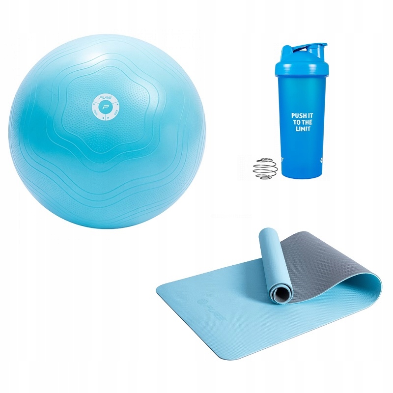 

Zestaw fitness: mata + piłka gimnastyczna + shaker