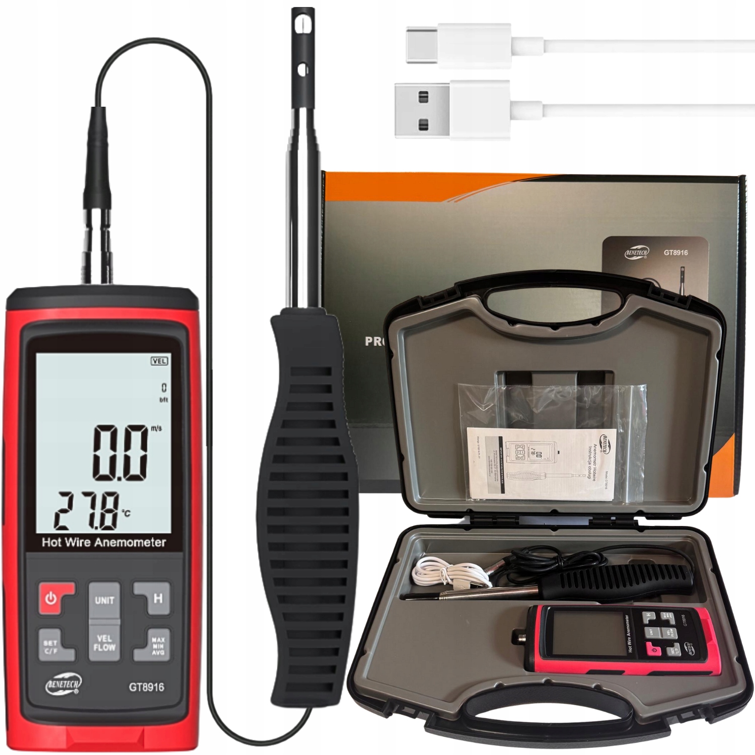 Merač Vetra, Termo Anemometer, Vetromer, Meranie Teploty, Softvér LCD