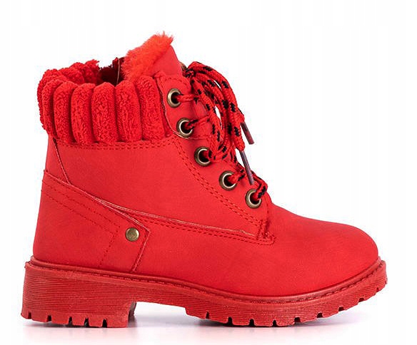 TRZEWIKI TRAPERY Botki Ocieplane FUTERKO Red r28