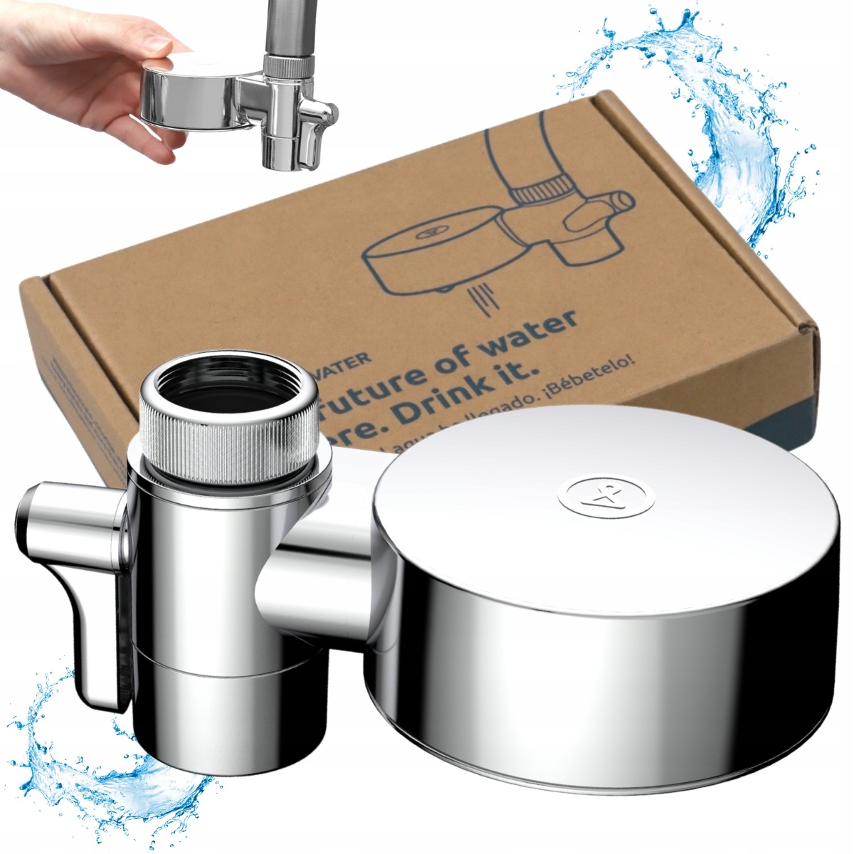 Filtr wody na kran chrom Tappwater EcoPro Compact mały filtr wody nakranowy