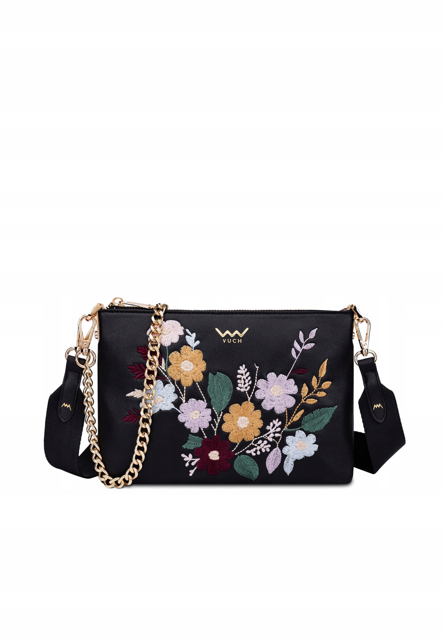 Crossbody kabelka Vuch Lylann Flowers černá květinová výšivka