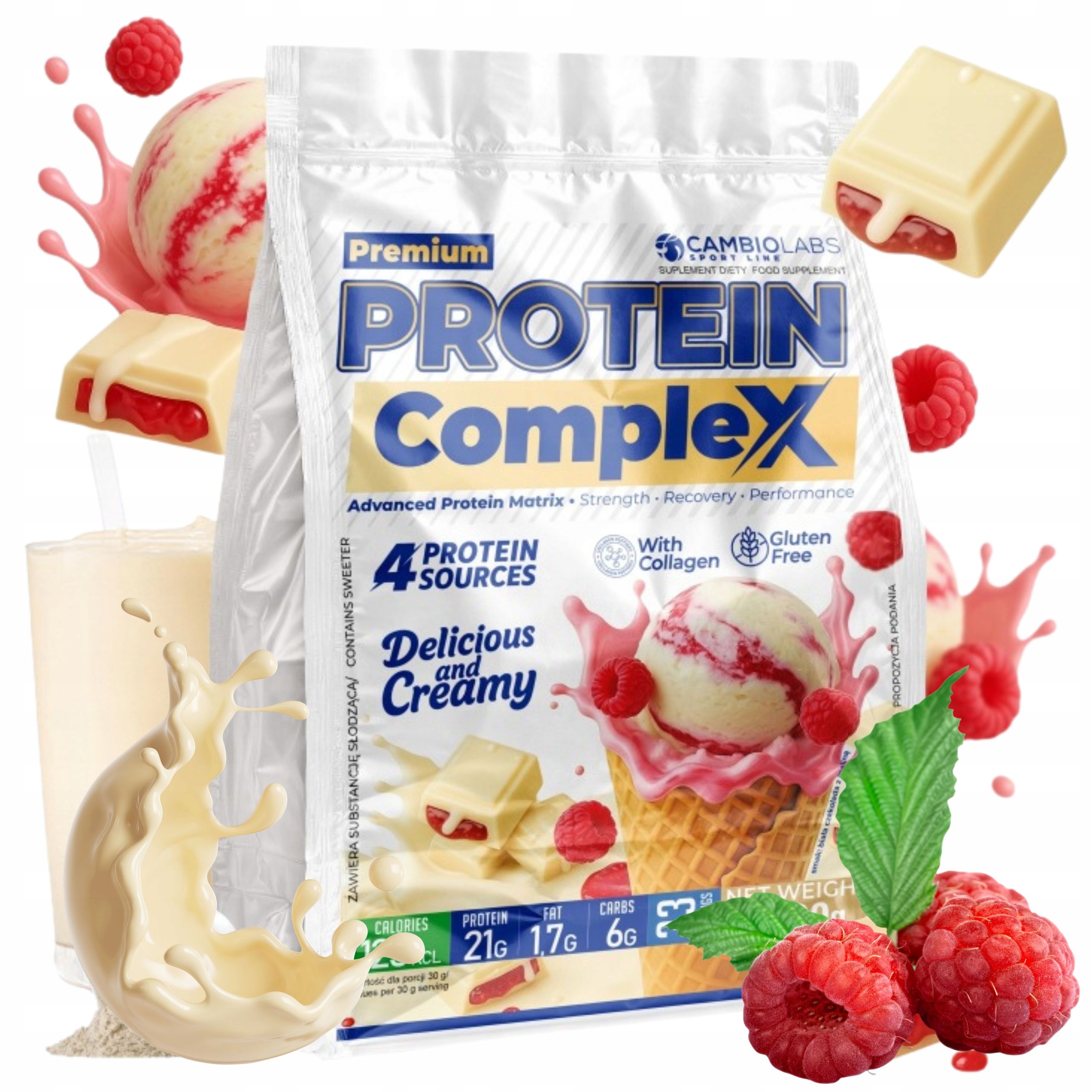 Protein Complex Syrovátkový Protein Malinový Wpc s kolagenem Albumin 1000 g