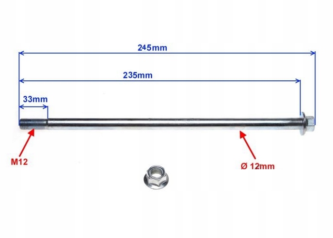 OŚ KOŁA TYŁ ŚRUBA NAKRĘTKA M12 PEUGEOT XP6 50 Producent inny