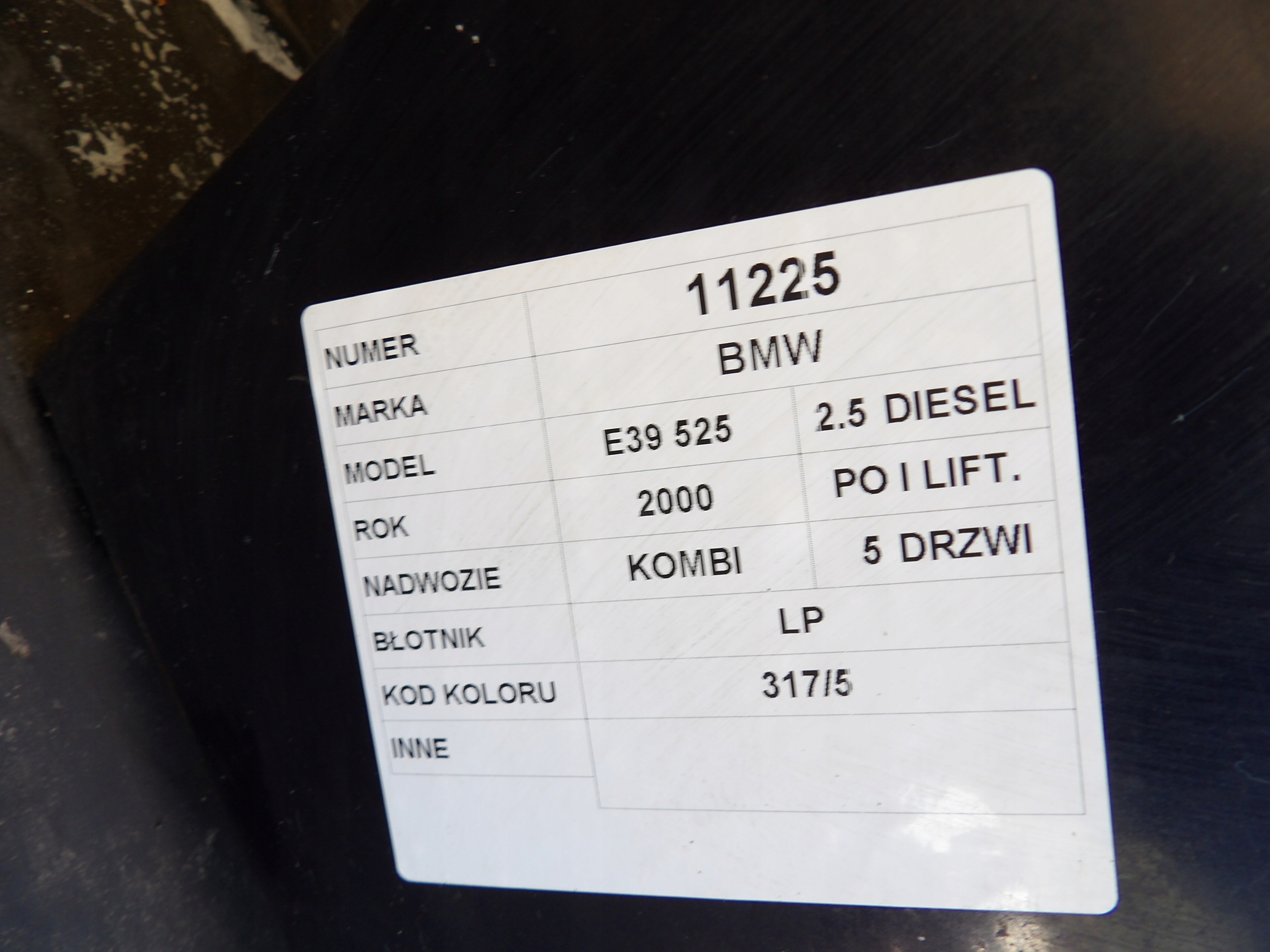 BMW E39 fender left front lak. 317/5