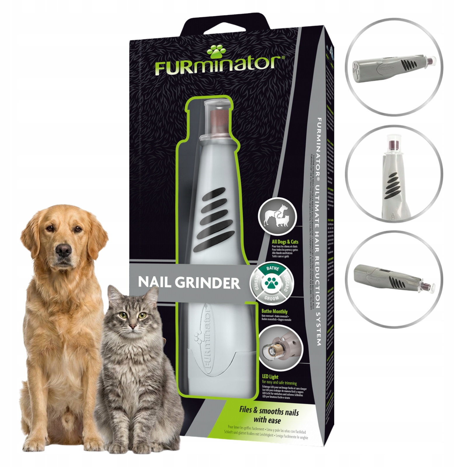 Szlifierka Akumulatorowa Dwubiegowa Pilnik Do Pazurów Dla Psa Kota z Lampką