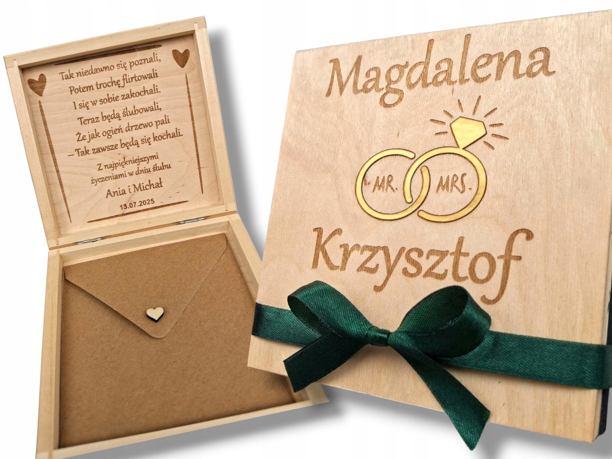 PUDEŁKO NA PIENIĄDZE ŚLUBNY PREZENT DLA PARY MŁODEJ PAMIĄTKA ŚLUBU