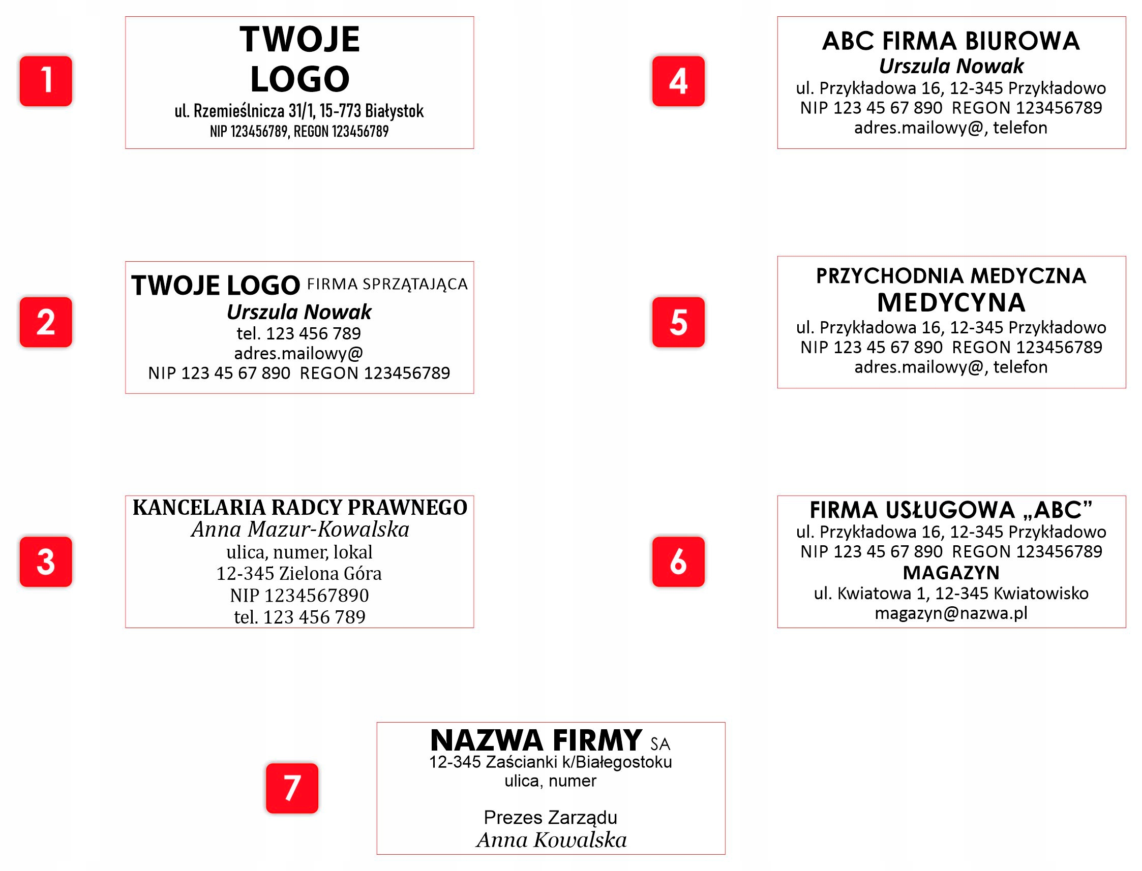 Pieczątka TRODAT IMPRINT 13 PROJEKT + GUMKA GRATIS Liczba wersów 1-2 wersy 3-4 wersy 5-6 wersów 7-8 wersów