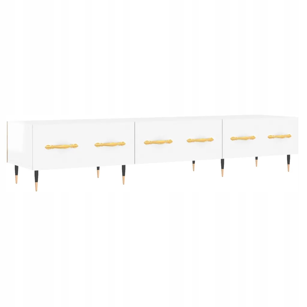 Szafka pod TV, wysoki połysk, biała, 150x36x30 c