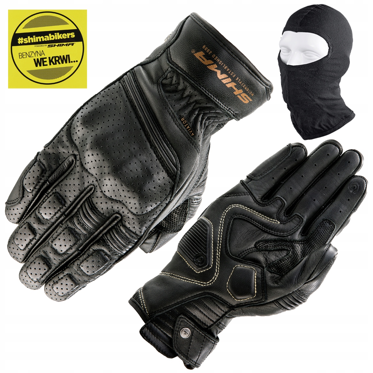 Moto Rukavice Shima Aviator Black Pánske Kožené Darček